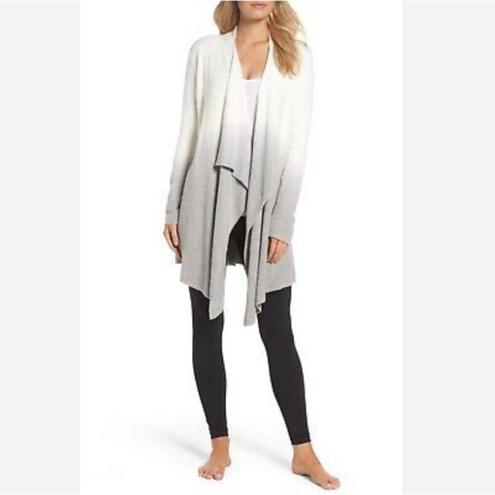 Barefoot Dreams Bamboo Chic Lite Ombre Calypso Wrap Cardigan 436 Ivory Gray S/M